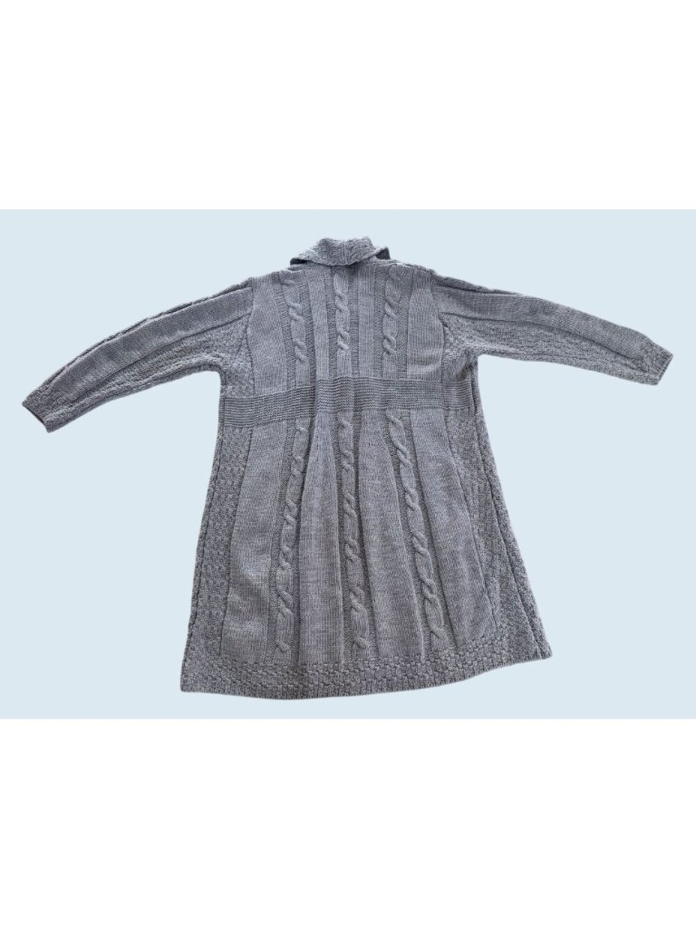 Vintage ARAN CRAFTS Made in Ireland Wool Grey Cardigan Sweater Sz L - Picture 7 of 8